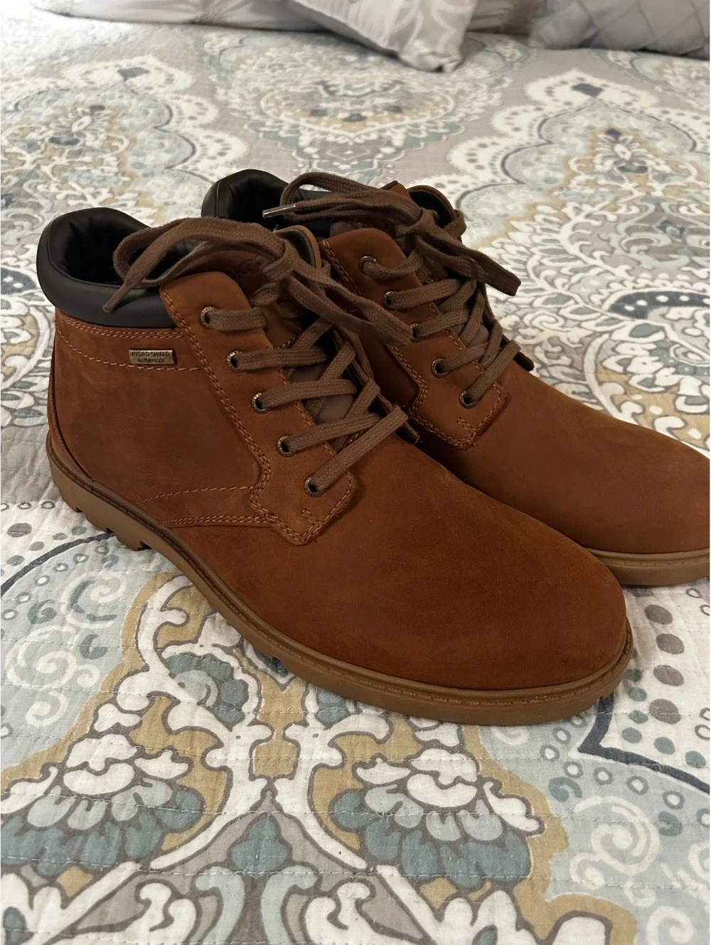 Rockport Men's Brown Leather Lace-Up Boots Size 10